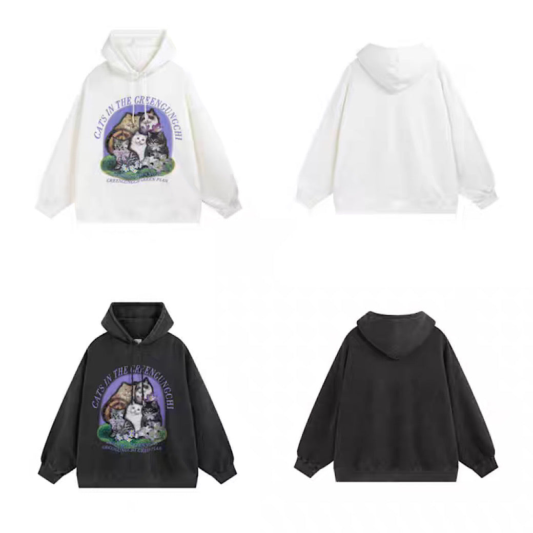【VEG Dream】Cat Brother collective design cute grunge hoodie  VD0226
