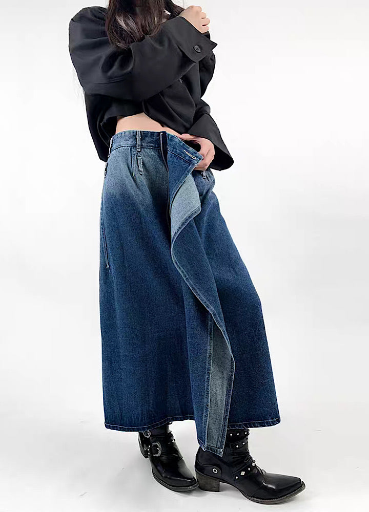 [Rouge] Reversible 2way design straight denim skirt RG0017