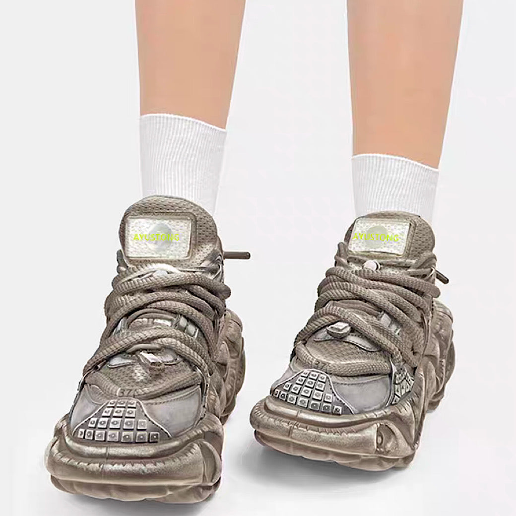 Dirt gray silver dull color gimmick wide sneakers HL3152 – HI-LANDER