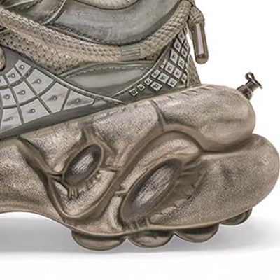 【6/14新作】Dirt gray silver dull color gimmick wide sneakers  HL3152