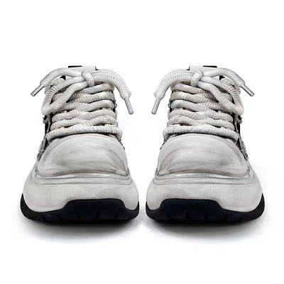 【6/14新作】Dirty mid-length distressed monotone basic platform sneakers  HL3154