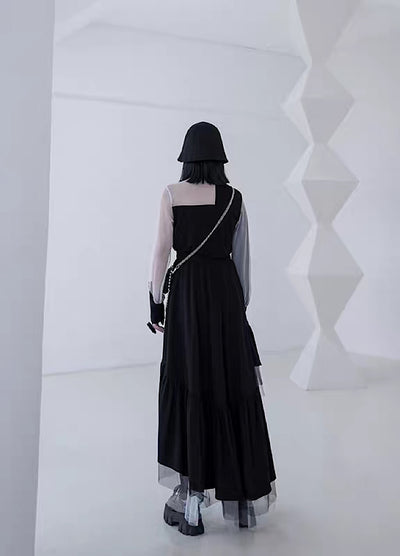 【CHICSKY】Silhouette tiered design sheer ruffle skirt  CH0019