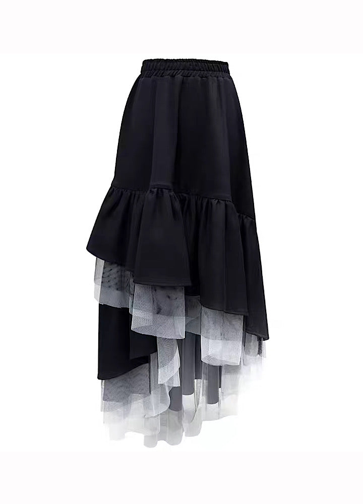 [CHICSKY] Silhouette tiered design sheer ruffle skirt CH0019