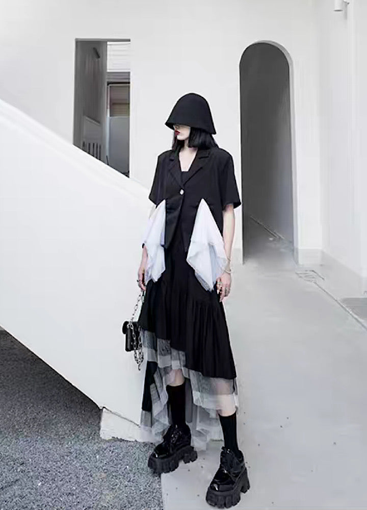 [CHICSKY] Silhouette tiered design sheer ruffle skirt CH0019