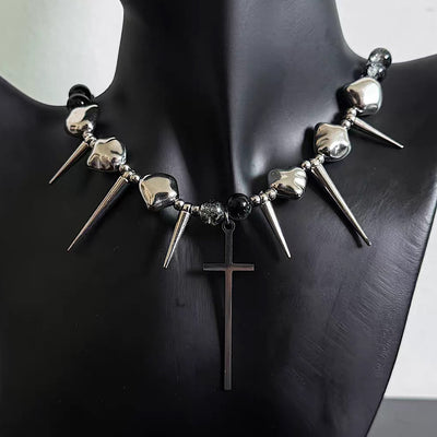【6/14新作】Spiky Cross Plus Design Neckline Necklace  HL3158