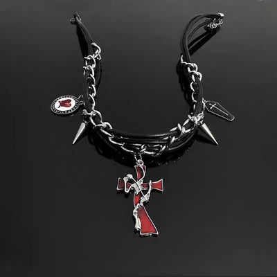 【6/14新作】Red Cross Design Blood Silhouette Necklace  HL3160
