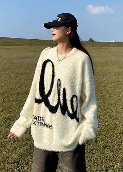 【Apocket】Wave over design multicolor knit sweater  AK0008