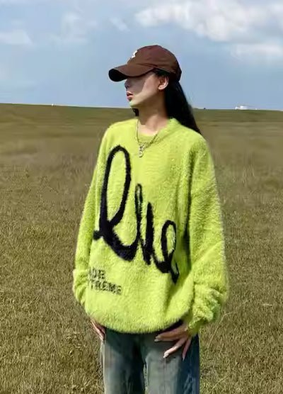 [Apocket] Wave over design multicolor knit sweater AK0008