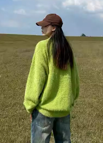[Apocket] Wave over design multicolor knit sweater AK0008
