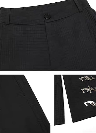 [CHICSKY] Silver attachment design glock straight pants CH0022