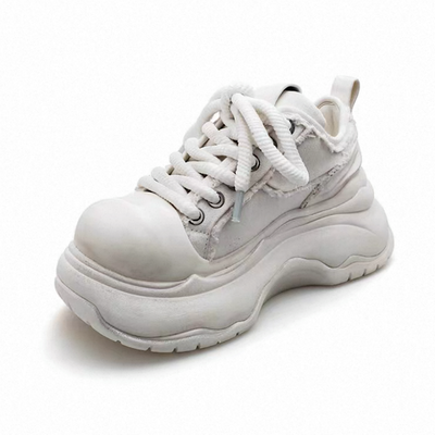 【6/14新作】Dirty mid-length distressed monotone basic platform sneakers  HL3154