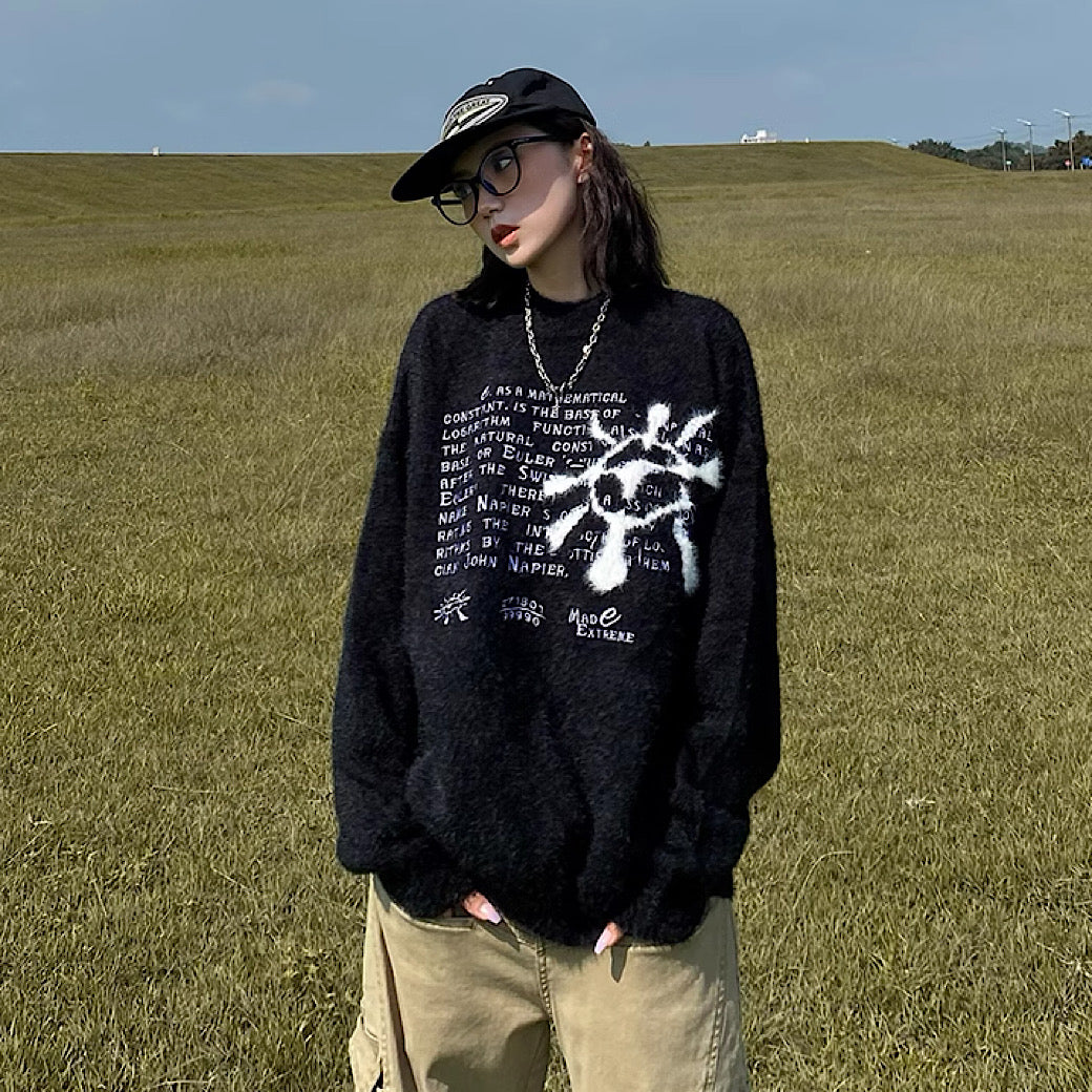 【Apocket】Art Chic Logo Design Distorted Knit Sweater AK0010 – HI-LANDER