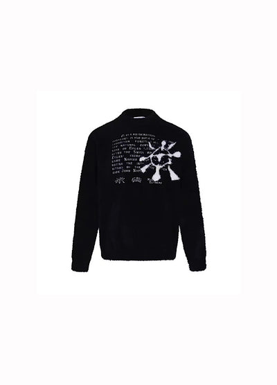 [Apocket] Art Chic Logo Design Distorted Knit Sweater AK0010