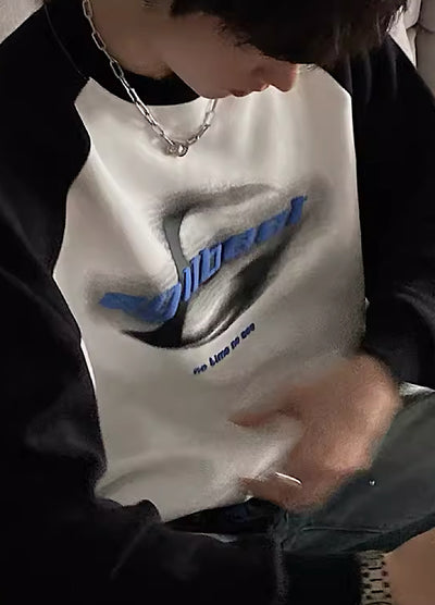 【Jmhomme】Front brand logo design Allen bicolor sweatshirt  JH0008