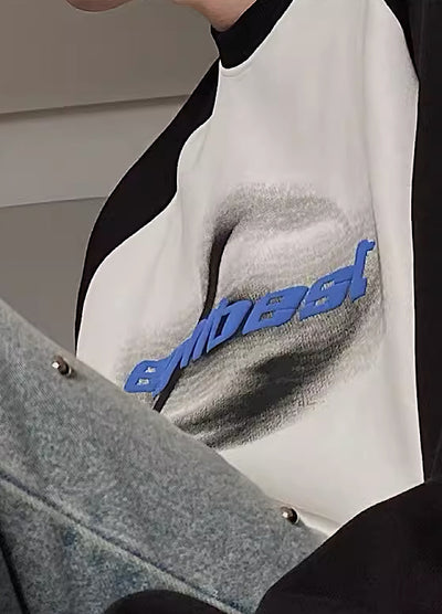 [Jmhomme] Front brand logo design Allen bicolor sweatshirt JH0008