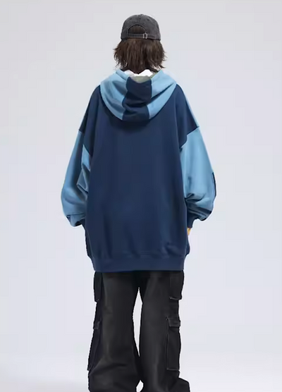 【A SQUARE ROOT】Pop logo initial design bicolor hoodie  AR0012