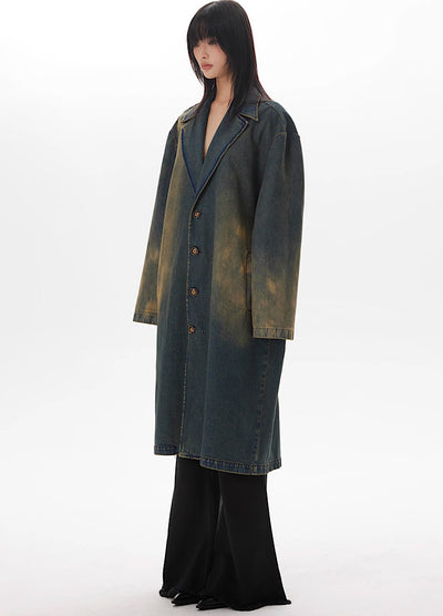 【THELIGHT】Blue dull washed grunge overcoat  TL0009