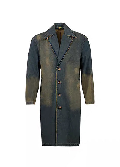 【THELIGHT】Blue dull washed grunge overcoat  TL0009
