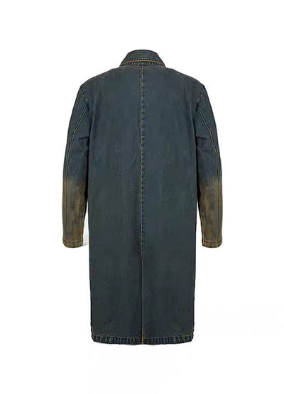 [THE LIGHT] Blue dull washed grunge overcoat TL0009