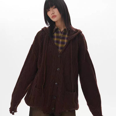 [THELIGHT] intage Style Design Loose Mite Hoodie Cardigan TL0010