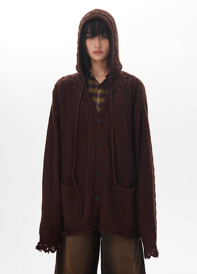 【THELIGHT】intage Style Design Loose Mite Hoodie Cardigan  TL0010