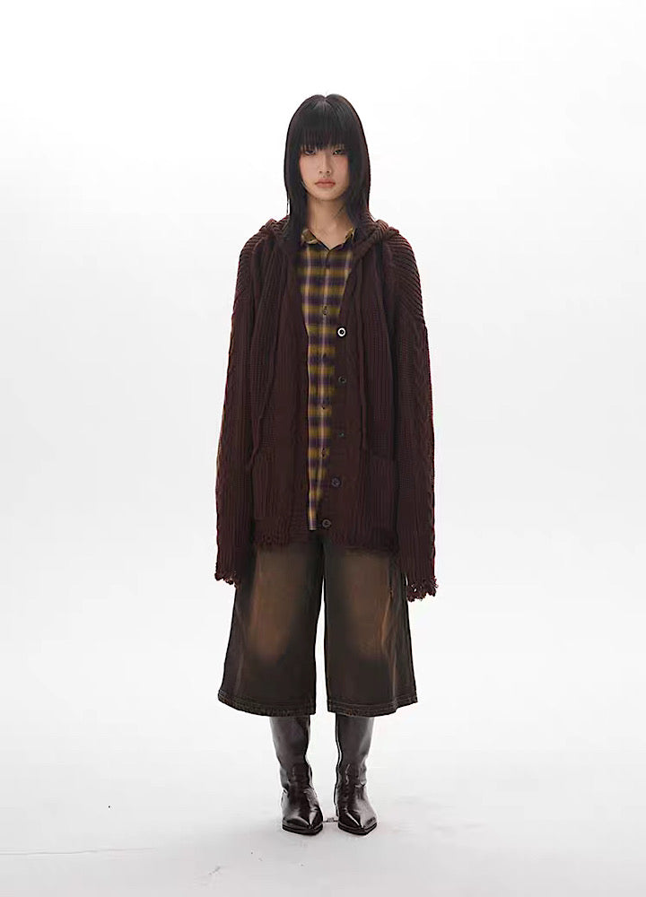 【THELIGHT】intage Style Design Loose Mite Hoodie Cardigan  TL0010