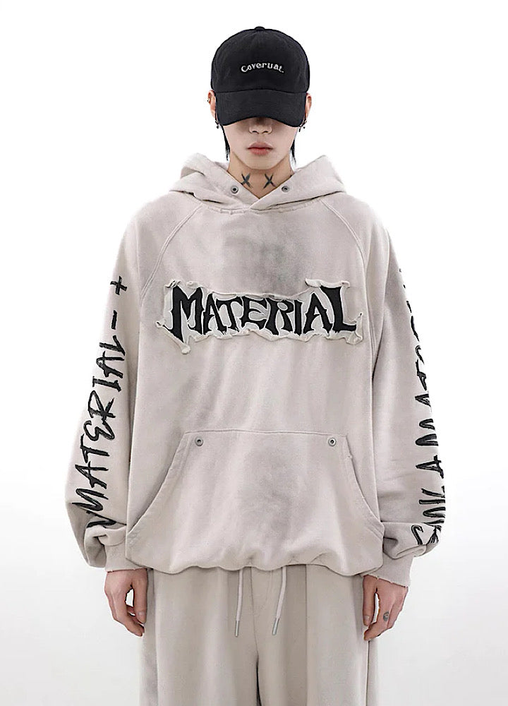 [MR nearly] Acid wash design subculture initial zip hoodie MR0048 
