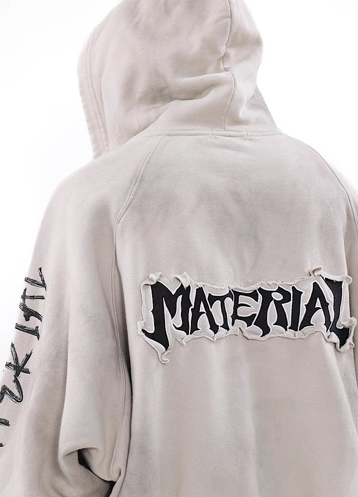 [MR nearly] Acid wash design subculture initial full zip hoodie MR0061 