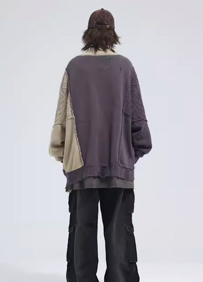 [A SQUARE ROOT] Double color asymmetric style loose silhouette cardigan AR0017