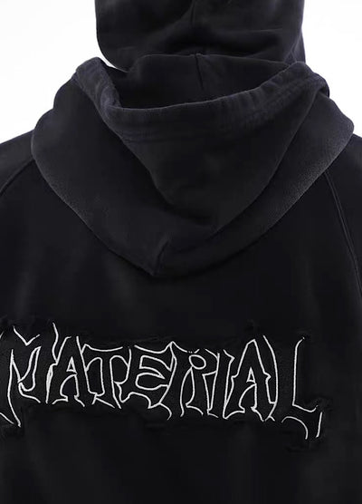 【MR nearly】Acid wash design subculture initial full zip hoodie  MR0061