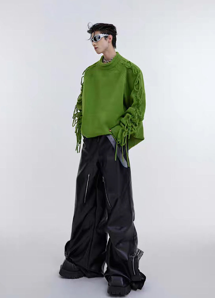 【Culture E】Sleeve gimmick design three-dimensional silhouette sweater  CE0091