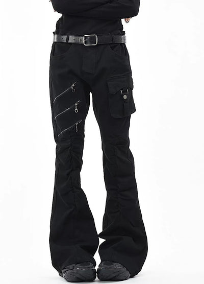 【OV】Punk basic design high flare silhouette denim pants  OV0020