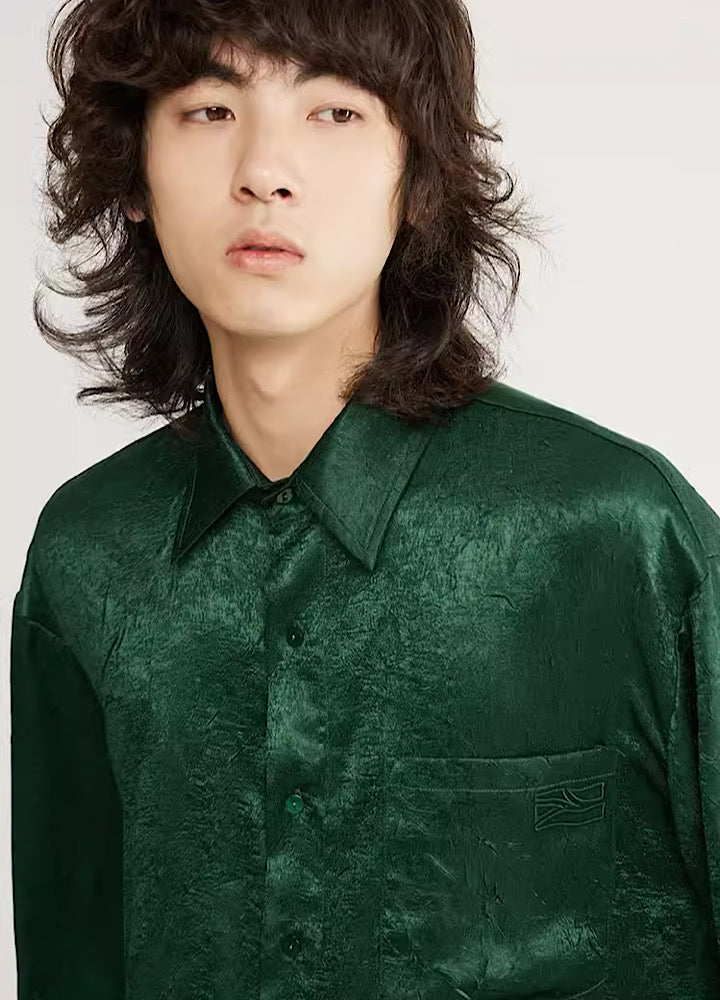 [Yehbyahb] Random flower green color rough long sleeve shirt YB0012