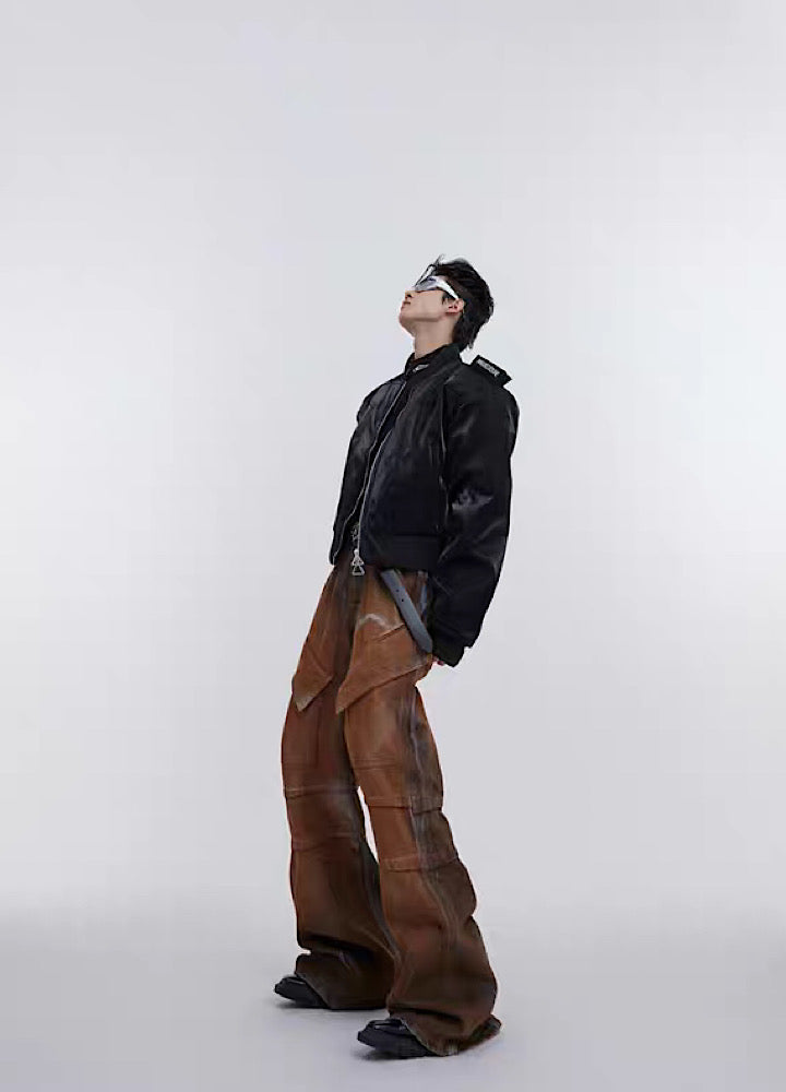【Culture E】Dull and dirty design color acid brown denim  CE0093