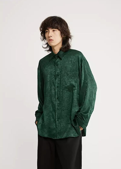 【Yehbyahb】Random flower green color rough long sleeve shirt  YB0012
