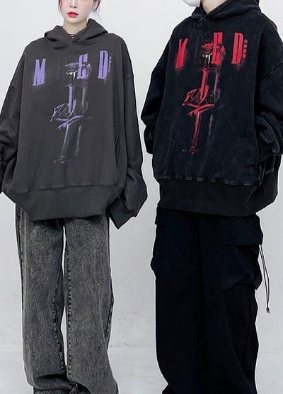【CEDY】Front initial design dark street over hoodie  CD0033