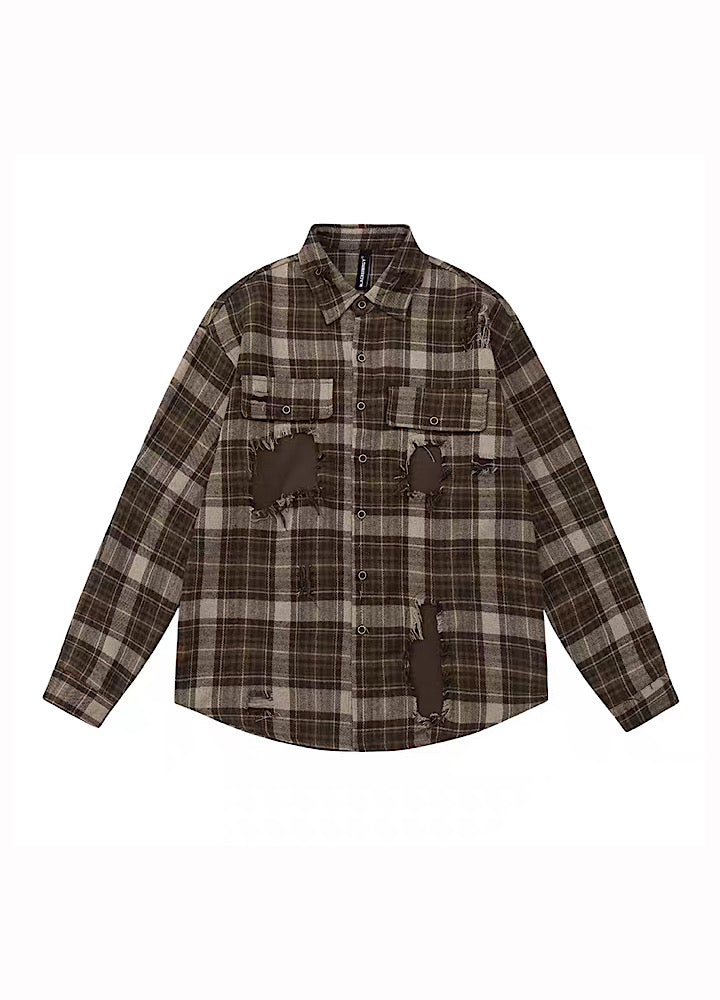 【CEDY】Vintage Brown Color Ohmage Long Sleeve Shirt  CD0036