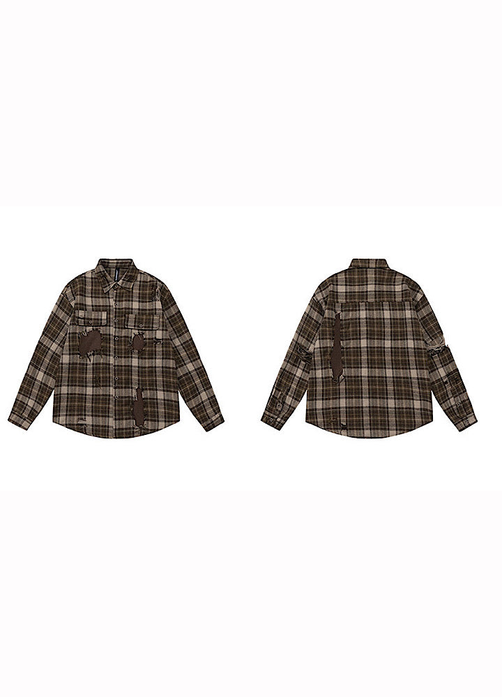 【CEDY】Vintage Brown Color Ohmage Long Sleeve Shirt  CD0036