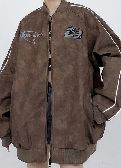 [CEDY] Futuristic design initial over silhouette jacket CD0038