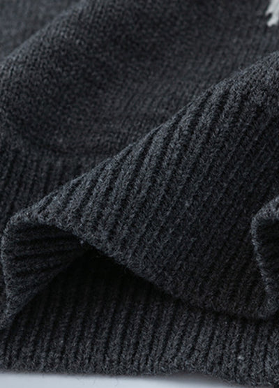 【CEDY】Fiber Star Design Distressed Overknit Sweater  CD0040