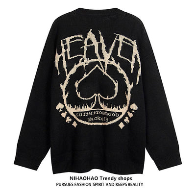 [NIHAOHAO] Spade High Thunderbreak Design Overknit Sweater NH0074