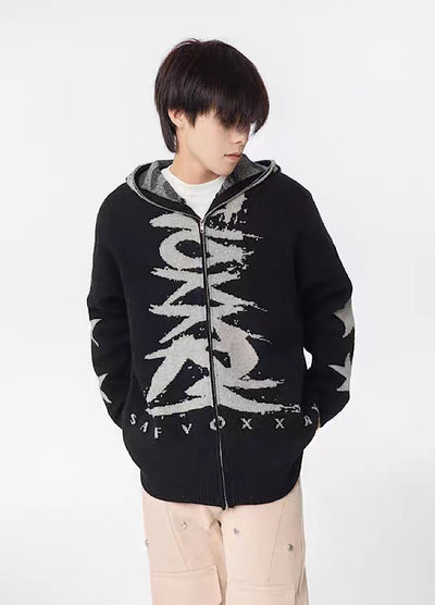 【NIHAOHAO】Crack design full zip gimmick star hoodie  NH0076