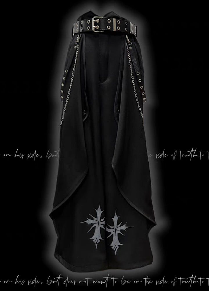 【Miub】Three-dimensional wide silhouette mode black slacks pants  MB0003
