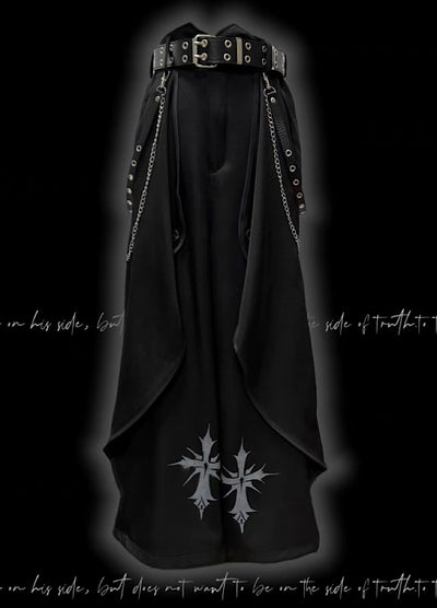 【Miub】Three-dimensional wide silhouette mode black slacks pants  MB0003