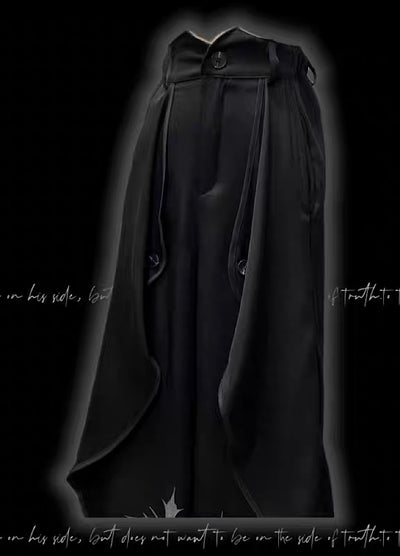 【Miub】Three-dimensional wide silhouette mode black slacks pants  MB0003