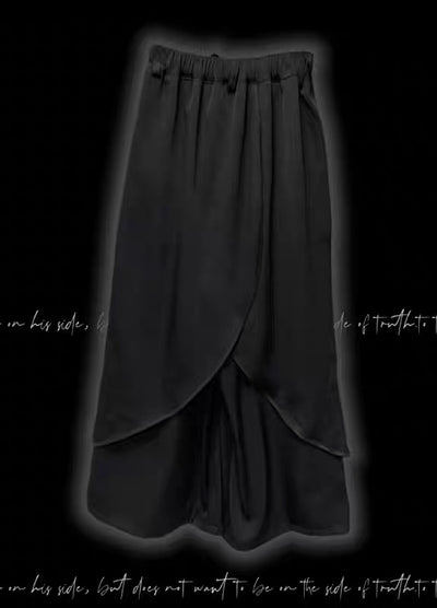 【Miub】Three-dimensional wide silhouette mode black slacks pants  MB0003