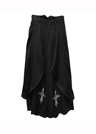 【Miub】Three-dimensional wide silhouette mode black slacks pants  MB0003