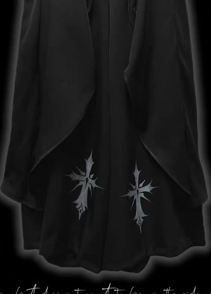 【Miub】Three-dimensional wide silhouette mode black slacks pants  MB0003