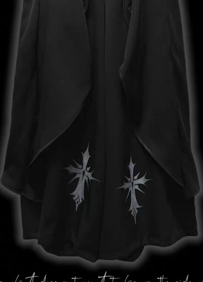 【Miub】Three-dimensional wide silhouette mode black slacks pants  MB0003