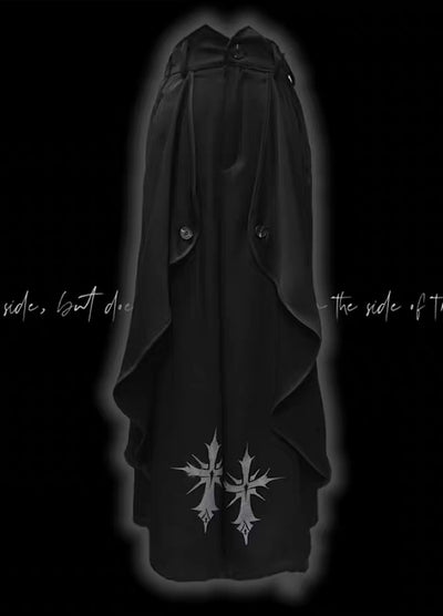 【Miub】Three-dimensional wide silhouette mode black slacks pants  MB0003